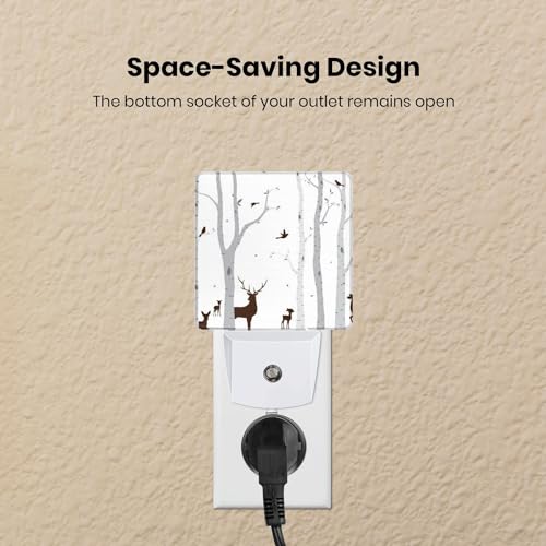 Image of Night Light Plug-in Dusk to Dawn Smart Sensor White Led Nightlight for Bedroom Bathroom Kitchen Hallway Stairs Energy Efficient Decor Desk Lamp