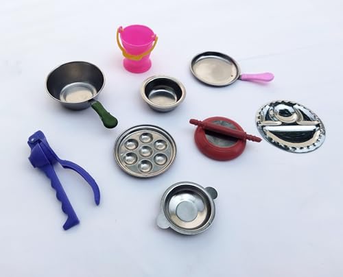 Image of 38 Pcs Miniature Kitchen Set for Kids Girls Boys,Kitchen Play Set,Stainless Steel Set,Toys for Girls,Prentend Play Toys Comes in a Zipper Pouch.