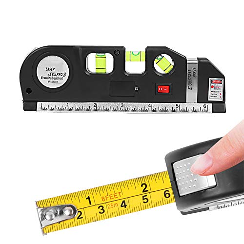 LHFD 4 in 1 Laser-Wasserwaage, Mehrzweck-Laserebene, tragbares Lasermesswerkzeug, Geistesniveaus, Maßband, Standard- und Metrikbandlineal (250 cm) Cover