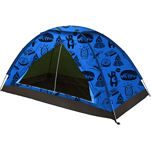KidzAdventure 2 in 1 Kids Play Tent / Camping Tent for Kids| Ultralight Indoor & Outdoor Backpacking Kids Tent |Easy Set UP |Blue Adventure Theme Camping Tent