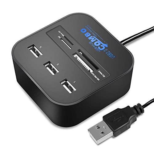 Image of USB Hub, USB Hub Combo 3 USB Ports and All in one Card Reader, USB 2.0, for Pen Drives /Cameras /Mobiles /PC /Laptop /Notebook /Tablet, Docking Station, MS /MS Pro /SD /Micro SD Support