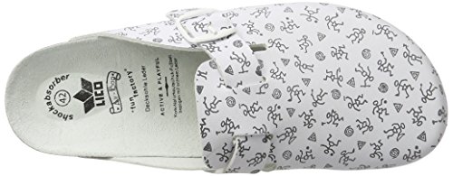 Lico BIOLINE CLOG PRINT Damen Clogs, Weiß/ Grau, 39 EU