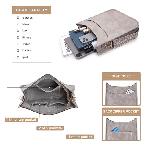 Image of HKCLUF Crossbody Bag for Women Vegan Leather Hobo Handbags Guitar Strap Purse Shoulder Bucket Bag with 2PCS Adjustable Straps