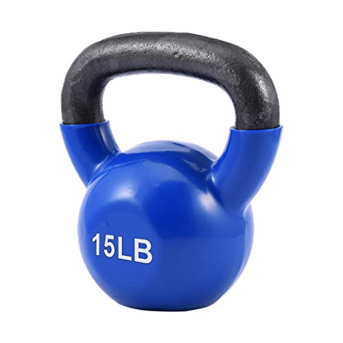 Kettlebells Adjustable Weight Set, Vinyl Coated Kettlebell Free Weights 15, 20, 25, 30 Lb Strength Training Kettlebells For Weightlifting Conditioning Arm Core Training Home Gym (15Lb Blue) #TOP7