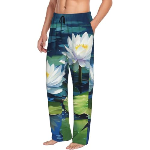 Pantalon de pyjama homme doux à motif nénuphars en taille 3XL