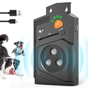 Automatic Anti Barking Device for Dogs, Ultrasonic Dog Bark Deterrent with 3 Emitters, 50Ft Range, No Shock Barking Silencer, IP66 Waterproof for Outdoor & Indoor