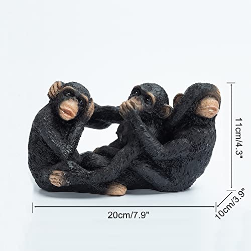 Qiansheng 3 Wise Monkeys Statue See No Evil Hear No Evil Speak No Evil Resin Monkey Figurines Three Truths Of Man Sculptures Home Office Desktop Ornaments Bookshelf Decoration #TOP1
