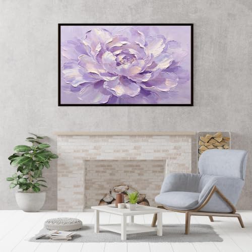Tableau texturé floral pivoine violette pour éveiller vos sens art original fait main