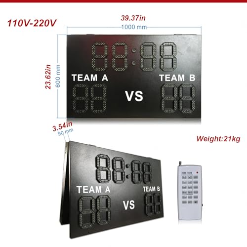 Marcador electrónico LED de fútbol 100x60cm con control remoto miniatura 2