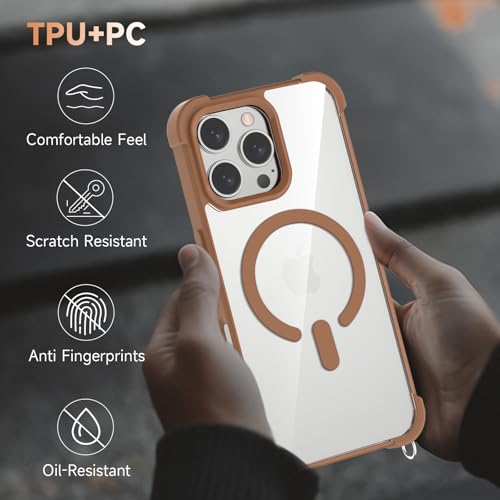 Coque iPhone 16 Pro Max transparente MagSafe avec cordon bandoulière réglable couleur café - 7