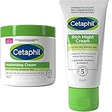 Cetaphil Body Moisturiser, 450g, Moisturising Cream For Dry to Very Dry, Sensitive Skin, With Niacinamide & Vitamin E & Rich Night Cream, 50g, For Dry To Very Dry, Sensitive Skin, With Niacinamide
