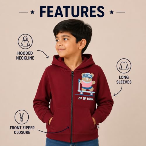 Image of The Mom Store Winter Jackets for Kids | Cute Sweatshirt and Cool Hoodies for Baby Boy and Baby Girls | with Zippers | Hoodie Cap