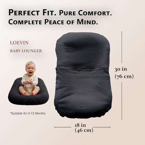 Image of Baby Lounger for Newborn,Baby Play Mat Soft Cotton Breathable for Playtime & Awake-Time,Flat Babies Essentials Gifts 0-12 Months Home Travel(Dark Gray)