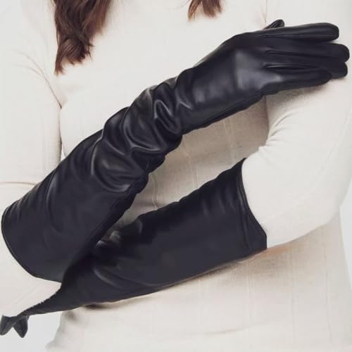 Long PU Leather Gloves For Women Evening Parties Cosplay Costume Elegant Elastic Design 15 Inch Design Leather Glove4