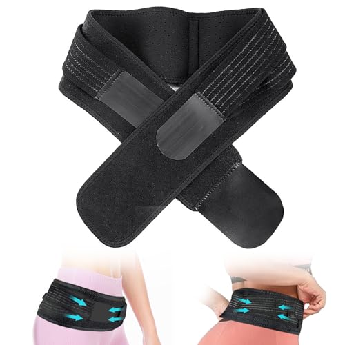 Sacroiliac Belt - Si Joint Belt for Women Men, 𝐃𝐨𝐮𝐛𝐥𝐞 Straps Extra Compression Hip Brace for Soothing Low Back Brace Anterior Pelvic Tilt Corrector Sciatica Back Brace Black (Large)