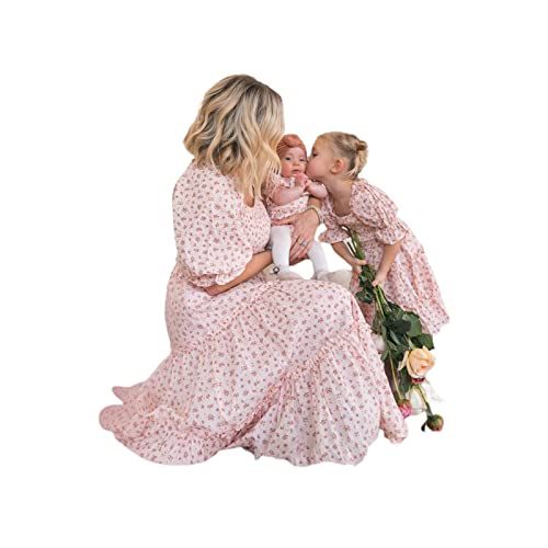 Mommy-and-Me-Dresses-Puffy-Sleeve-Summer-Boho-Ruffle-Maxi-Dress-Mother-Daughter-Matching-Outfits-Mom-and-Baby-Dresses 41zVUjuj1OL