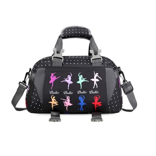 Ballet Dance Bag for Girls Gymnastic Bag Ballet Bag Ballerina Gifts (Black, Small)