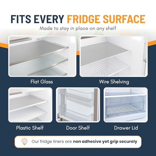 Refrigerator Liners for Shelves (8 Pack) by Linda’s Essentials - Non-Adhesive Drawer and Shelf Liner, BPA-Free Fridge Mats for Kitchen & Cabinets, Easy to Clean, Ideal Household Essentials (Clear)