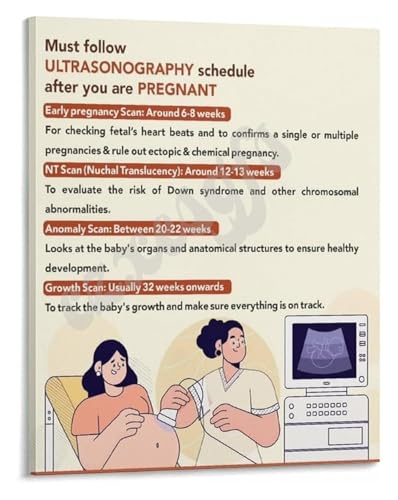 Expecting Parents Guide Pregnancy Ultrasound Timeline Poster Baby Development Chart Canvas Art for Nursery(Unframed,12x18inch(30