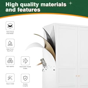 Letaya Wardrobe Armoire Closet72 H Metal Storage Cabinet with Adjustable Shelves and Hanging RodBedroom Armoire Cabinet Clothes Organizer White