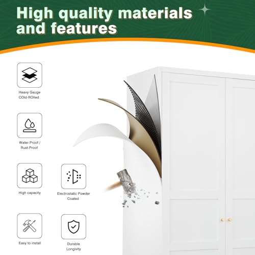 Letaya-Wardrobe-Armoire-Closet72-H-Metal-Storage-Cabinet-with-Adjustable-Shelves-and-Hanging-RodBedroom-Armoire-Cabinet-Clothes-Organizer-White Letaya Wardrobe Armoire Closet72 H Metal Storage Cabinet with Adjustable Shelves and Hanging RodBedroom Armoire Cabinet Clothes Organizer White