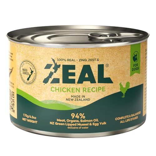 Image of ZEAL New Zealand Canned Wet Dog Food - High Protein, Pure Nutrition, Grain-Free with Superfoods (Chicken, 6oz Can, 12-Pack Tray)