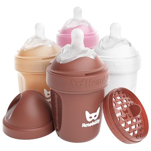 Herobility Doppelte Anti-Kolik-Babyflaschen – 5 fl oz/140 ml – 4er-Pack...