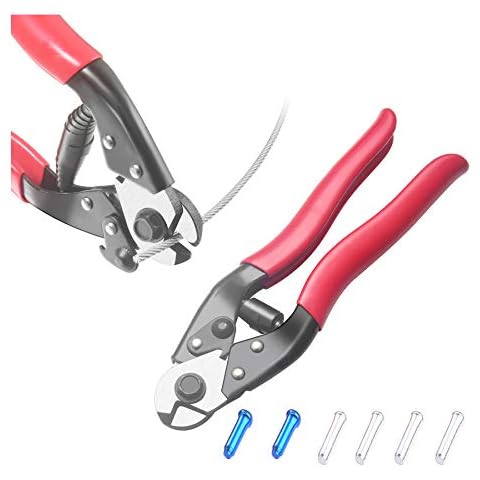 Stainless Steel Cable Cutter - for Wire Rope,Bicycle Cable Cutter for Cable Railing,Up to 5/32" Copper Cable Cutter with 6Pcs Bike Brake Cable Cap End Tips Cover