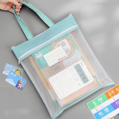 Bolsa de armazenamento com zíper minimalista portátil pasta de papel de teste sacos de armazenamento bolsa de documentos de papelaria (azul)
