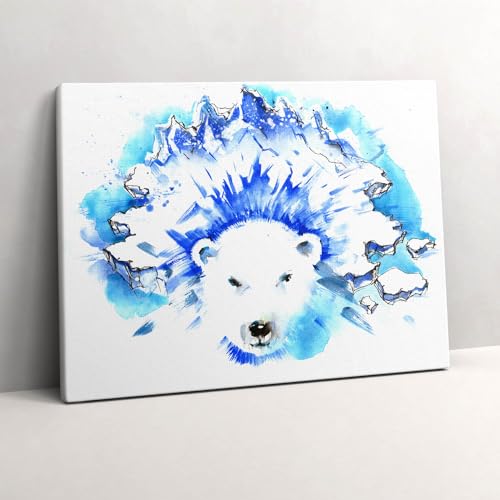 Grand Tableaux 80x60cm ours polaire pour décoration murale peinte