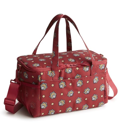 Vera Bradley Recycled Lighten Up Cooler, Maroon Red and Yellow Bandana Paisley