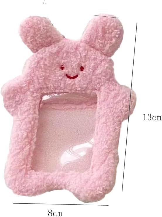 1Pc White Cartoon Plush Photocard Holder with Keychain Pendant Kawaii Cat Cute Card Sleeve Student Card and ID Cases Medium Size, Lightweight and Portable Women's Card Cases
