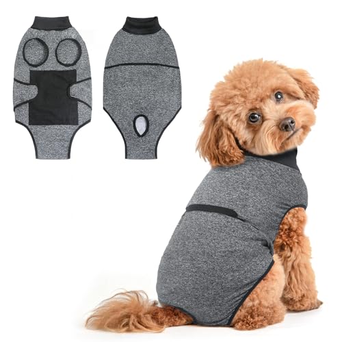 BEAUTYZOO 術後服 犬用 術後ウェア 介護服 小型犬 中型犬 手術後保護服 雄雌兼用 去勢 避妊 離乳 傷口保護 舐め防止 皮膚病対策 通気性良好 背中ボタン式 排泄対応 エリザベスカラー代替 夏用快適ウェア