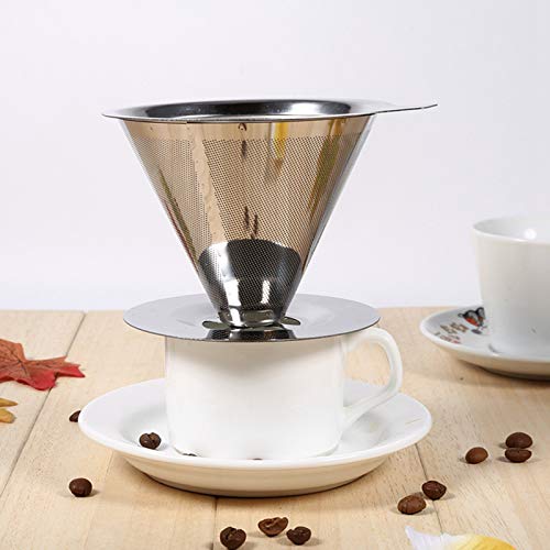 Taza de filtro de café gotero de café Filtro de café de doble capa de acero inoxidable Sin papel Reutilizable Taza… - Imagen 8