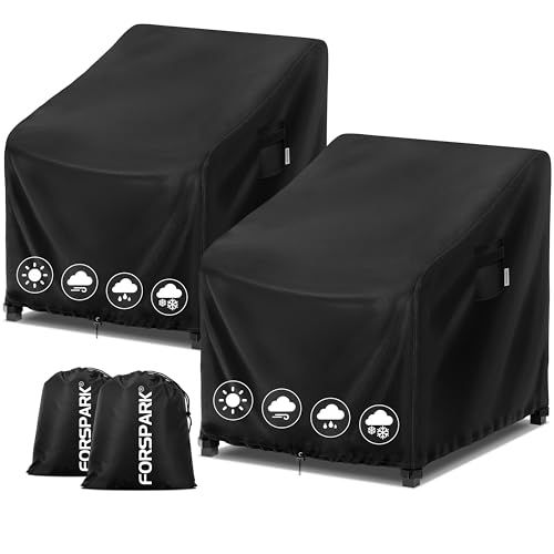 FORSPARK Patio Chair Cover – Waterproof UV-Resistant Outdoor Furniture Cover for Wicker, Rocking & Porch Chairs, Tear-Resistant Oxford Fabric with Buckle Straps & Storage Bag