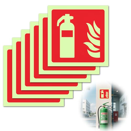 6 carteles de extintor de incendios, 15 x 15 cm, pegatinas de seguridad para extintor de incendios, señales de seguridad contra incendios de PVC, luminosas, autoadhesivas, para casa, oficina