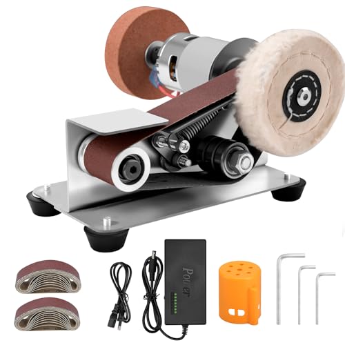 NuoDunco Ponceuses à bande, Affûteuse de couteaux à 15 degrés, ponceuse d'établi électrique, 7 vitesses réglables, polisseuse pour le métal, le bois,...