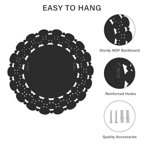 Image of 32 inch Large Round Wall Mirrors, Modern Silver Mirror for Wall Decor, Elegant Decorative Mirror for Entryway, Living Room, Bedroom, Bathroom, Dining Room