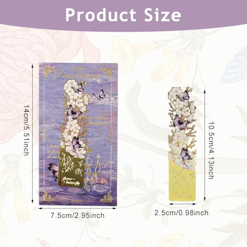 Image of Butterfly Metal Bookmark Set of 4, Vintage Cutout Rose Flower Sunflower Tassel Decorative Book Markers for Books, Textured Reading Accessories Gifts for Women Men Students