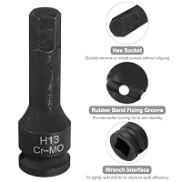 QUARKZMAN 2 Stück 1/2" Kraft Schlagnuss Innensechskant H13 78mm Schwarz – Ansicht 4