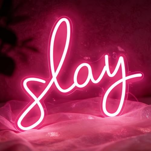 Image of Slay Neon Sign for Wall Decor, LED Neon Light Sign for Girls Room Bedroom Wedding Birthday Party