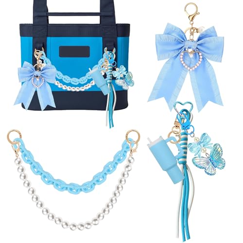 Image of Tote Bag Accessories for YETI Camino 20 /35 /50 Bogg Bags Pearl Bow Blue