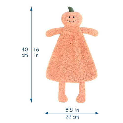 Image of Baby Orange Pumpkin Soft Stuffed Animal Security Blanket, Plush Pumpkin Character Lovey Blanket, Baby Shower /Nursery Gift, Newborn Infant Toddler Snuggle Blankie for Boys Girls, 16 Inches