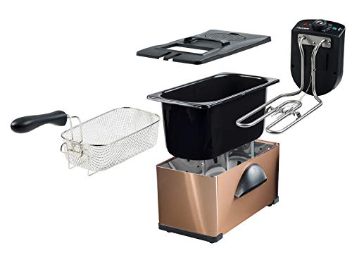 Bestron friteuse met koude zone, frituurpan met mand, 2000W, kleur: koper - Afbeelding 3