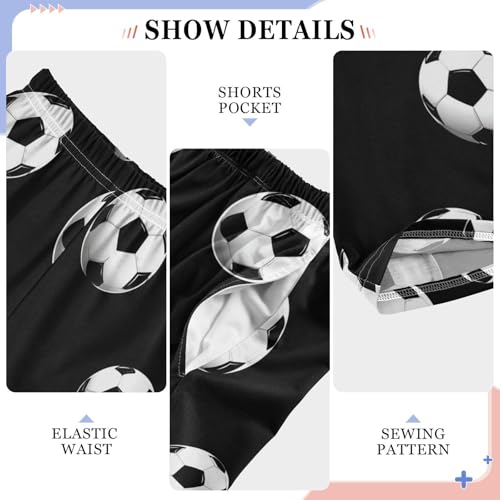 Pajama Pants Traditional Black White Soccer Ball Elastic Waist Lounge Pajama Bottoms with 2 Pockets Soft Sleep Pjs S4