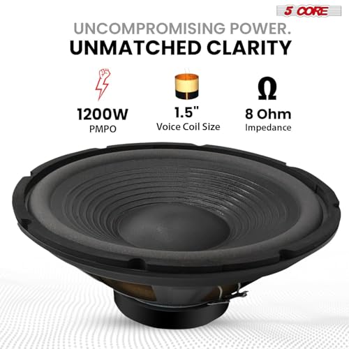 Image of 5 CORE 12 Inch Guitar Speaker 200W Peak 100W RMS 8 Ohm Amp Speaker Replacement for Guitar Amplifier Cabinets with 2 Inch Voice Coil & 30 Oz Magnet - SP 12120 8OHM GTR