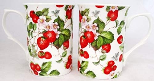 Rose Bloom Mugs Set Of 2 Fine Bone China Pink Roses Blue Version Mugs - View #8