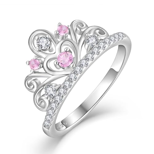 STARCHENIE Princess Crown Tiara Ring Wedding Engagement Band 925 Sterling Silver Anniversary Rings for Women
