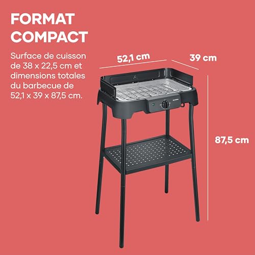 Barbecue Électrique SEVERIN PG8594 – 2000 W, Grille Inox, Thermostat Réglable - vue 7