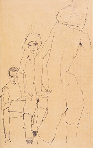 Cuadro de Egon Schiele con marco marrón para salones elegantes 2